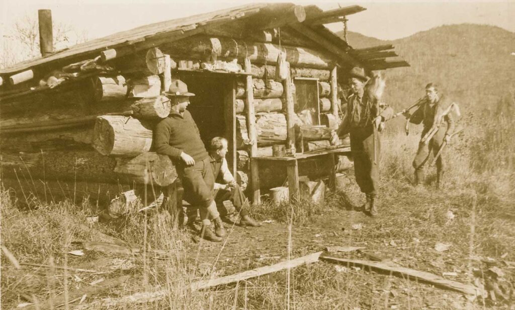 Abandoned lumber camps made ideal ready-made shelter for sportsmen.